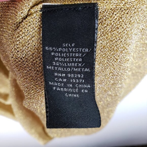 Tibi Long Sleeve Dress Gold Sparkle Glitter Metallic Pullover Womens Size Small - Picture 5 of 9